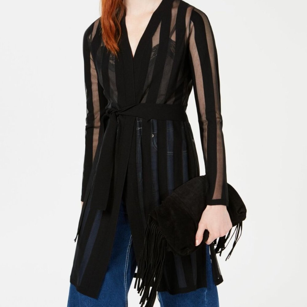 BAR III  Womens New Black Belted Open Cardigan